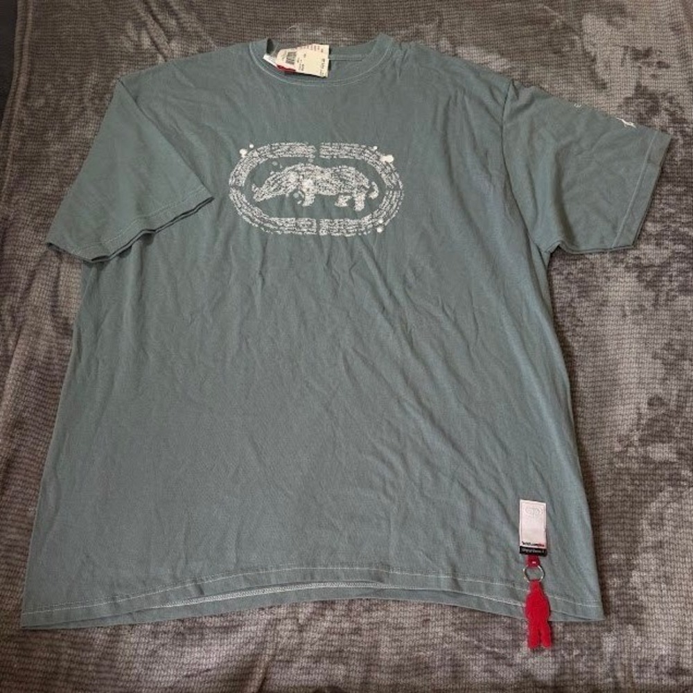 Ecko Unltd Mens XXL Graphic Rhino Logo T-Shirt New With Tags Streetwear Blue Y2K